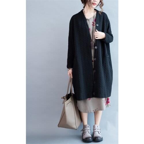 2019 Womens Windbreaker Jacket Vintage Cotton Linen Coat Autumn Winter Single-Breasted Casual Jackets Cardigan Outerwear A872