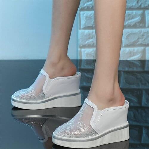 2021 Outdoor Slippers Women Genuine Leather Wedges High Heel Gladiator Sandals Female Breathable Fashion Sneakers Casual Shoes