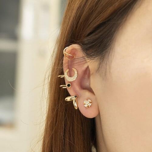 1PC New Fashion Gold Clip Earring For Women Without Piercing Puck Rock Vintage Zircon Crystal Ear Cuff Girls Jewelry Gifts