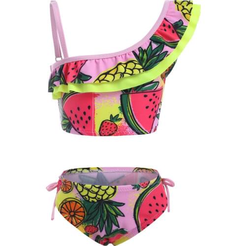 Wipalo Watermelon Print Cut Out Ruched Padded Tankini Set Women Fashion V Neck Casual Bathing Suits Beachwear 2021 Bikini Sets