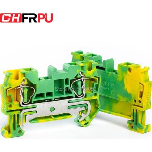 10Pcs ST4-PE Din Rail Ground Spring Terminal Block Return Pull Type Spring Earthed Terminal Connectors