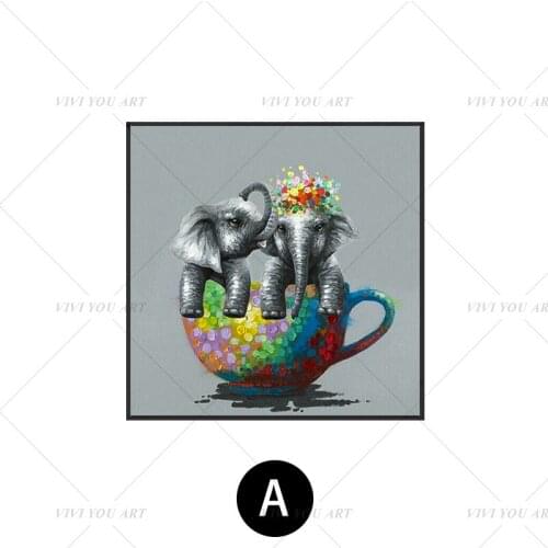 100% Handmade Color Cute Animal Dog Abstract Gold Oil Painting for Living Room Modern Painting wall decor picture art Gift