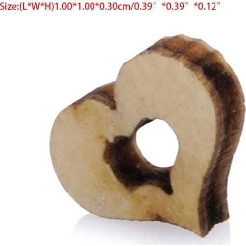 100pcs Blank Mini Hollow Wooden Heart Embellishments Crafts Wedding Decor 10mm E56C