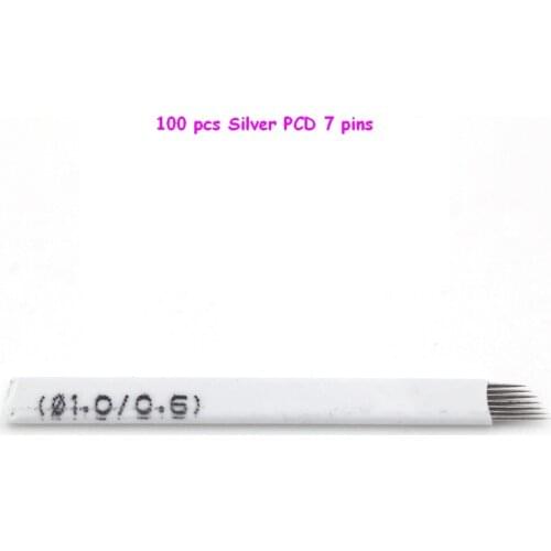 100 pcs Silver Eyebrow Tattoo Needles Tattoo Curved Blade Tattoo Supply 7needles for microblading pen eyebrow tattoo blade