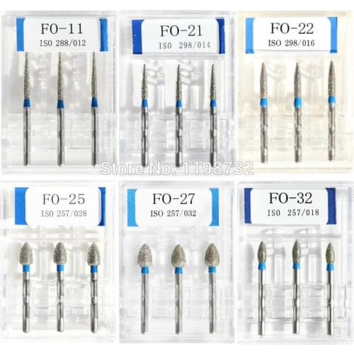 15Pcs / 5Boxes Dental Diamond Burs FO-11/FO-21 /FO-25 /FO-27 /FO-32 Polisher Drill Dia-Burs High Speed Handpiece Dentist Burrs P