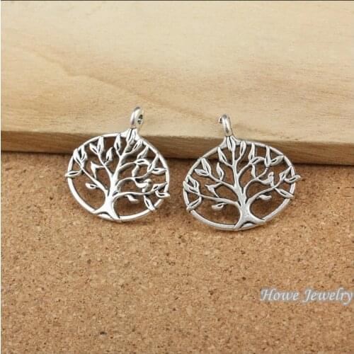 15 pcs Vintage zinc alloy Charm Antique Silver Oval & tree pendant fit Bracelet Necklace metal jewelry accessories Making 20008