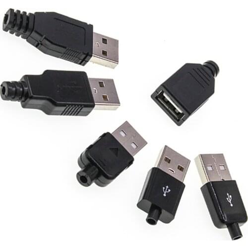 2/5/10 kitU SB Male Socket USB Female Plug Type A Wire Welding Wire Connector Master Plastic Cover Welding DIY Connector