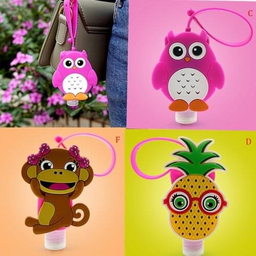 3Styles Silicone Cute Cartoon Mini Hand Sanitizer Bottle Empty Detachable Cover Travel Portable Holder 1PCS
