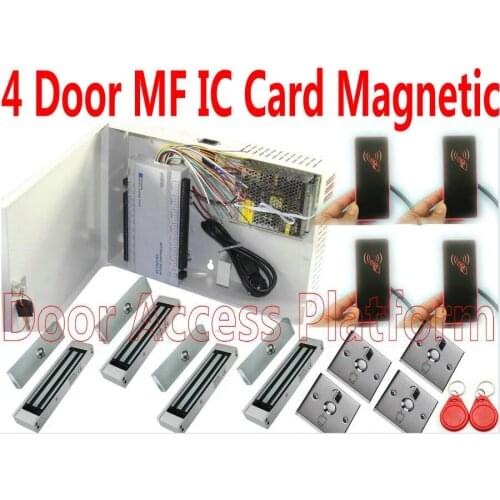 4 Door MF-IC Card Double-Way RFID MF Card Control Web Access controller 4 Door magnetic lock 180KG +4 exit button IP Network kit