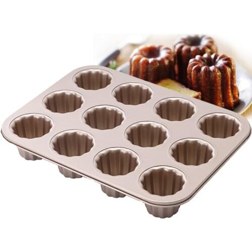 6/12 Cups Carbon Steel Cannele Mould Cake Baking Mold Cupcake Muffin Mold Baking Tray Dessert Pastry Cake Decorating Tools