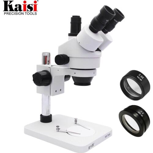 7X-45X Magnification Table Pillar Stand Trinocular Stereo Zoom Microscope SZM2.0X SZM0.5X Lens