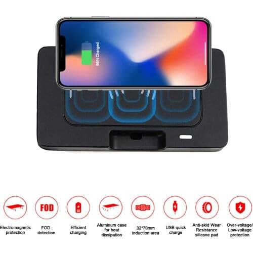 Car Wireless Smart Phone Charger for Audi Q5L 2018 iPhone Max Huawei Samsung 2 In 1 USB Fast Charger Phone Holder Top