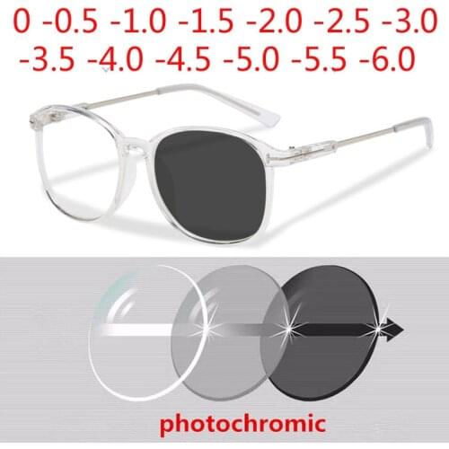 Big Oversized Frame Anti Blue Light Sun Photochromic Myopia Eyeglasses Prescription 0 -0.5 -0.75 -1.0 -1.5 -2.0 -2.5 To -6.0