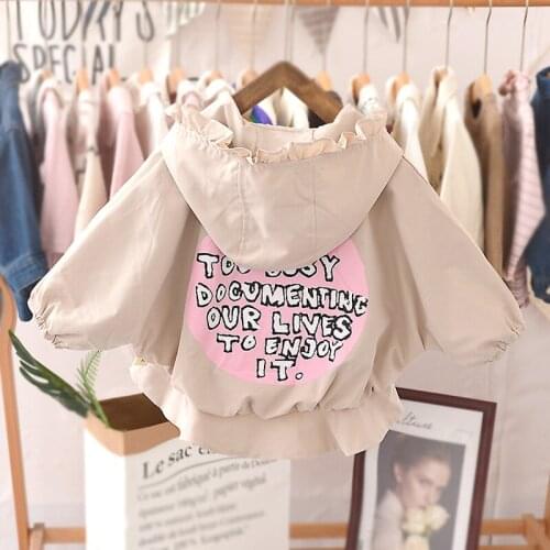 Kids Clothes Letter Print Girls Jackets Coats Spring Children Clothes Toddler Baby Girl Jacket Infantil Kids Tops Hooded Outwear