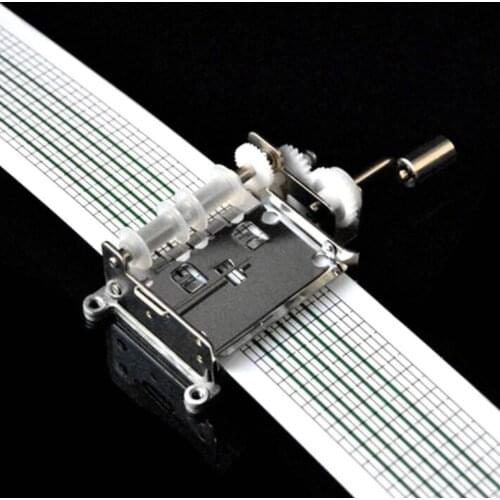 DIY Tune Hand Crank Music Box Movement 15 Note + Hole Puncher + 20 Paper Tapes