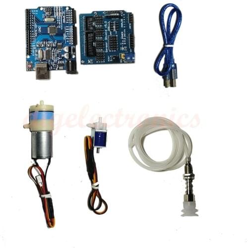 For Arduino UNO R3+Sensor Shiled 370 Motor Servo Micro Vacuum Pump with PWN Electronic Switch Three-way Electronic Valve