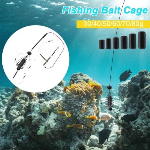 Carp Fishing Bait Cage Inline Method Feeder Spring Hook 30-80g Weighted Feeder Hook Artificial Lure Carp Fishing Accessories