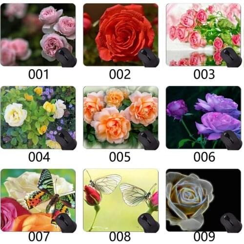Natural Rubber Mouse Pad Printed with Earth nature rose flower -Stitched Edges