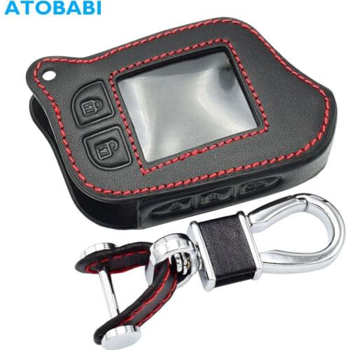 Leather Car Key Cover For Scher-Khan Magicar 13 14 M13 M14 M110AS 2 Way Car Alarm LCD Remote Controller Keys Bag Keychain Case
