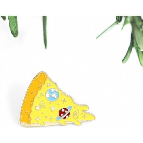 Creative Personality Pizza Brooch Space Planet Star Cartoon Cute Clothes Fashionable Exquisite Enamel Brooch Birthday Gift