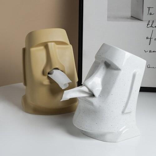 Creative Abstract Ceramic Nostrils Paper Holder Tissue Box Living Room Bathroom Sculpture Tissue Box Home Decoration Accessories
