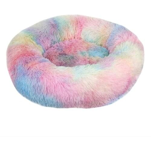 Pet Bed for Dogs & Cats Donut Cuddler Fur Dog Beds Soft Plush Fluffy Indoor Cat couch Anti Slip Sofa for Small Medium Big Pets