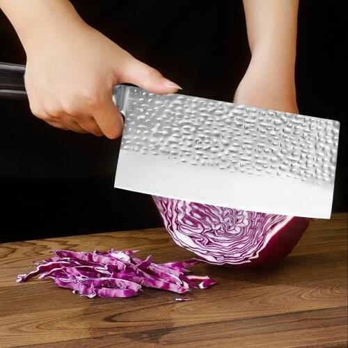Kitchen Knife Chinese Forged Stainless Steel Cleaver Chef Knife Full Tang Chef Butcher Chopping Meat Vegetable Slicer With Cover