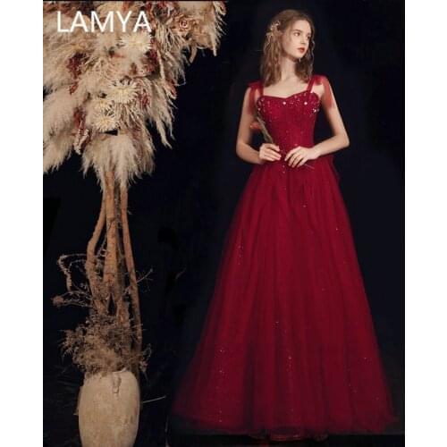 LAMYA Elegant Pleat Long Prom Dresses Beads Sweetheart Formal Dress Women 2021 Floor Length A-line Plus Size Party Gowns