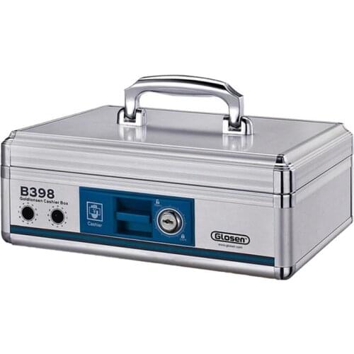 Multipurpose Portable Cashier Storage Case Anti-theft Cash Box Money Holder Household - B398 (Silver)