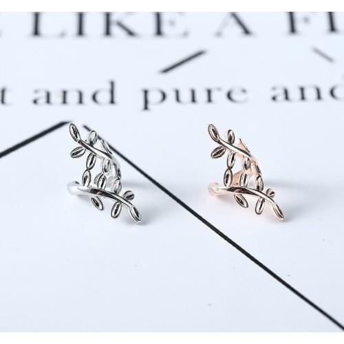 Fashion Leaf Shape Clip Earrings No Piercing Earcuff Jewelry Women Rose Gold/Silver Color Metal Leaves Earring Exquisite Gift