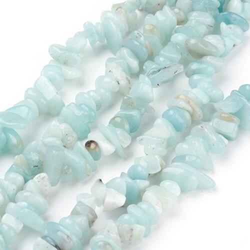 Natural Amazonite Beads Strands, Chips, SkyBlue, 4~11x3~8x2~10mm, Hole: 1mm; about 34.25"
