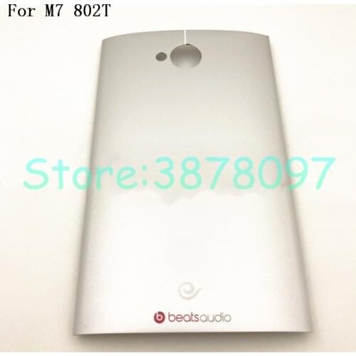 New Back Metal Battery Cover For HTC One Dual Sim M7 802t 802d 802w Battery Back Door Cover Case Housing With Logo