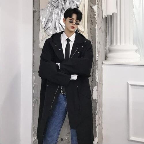 2020 New Autumn Designer Models Long Section Hooded Trench Coat Windbreaker Trend Mens Loose Bat Sleeve Hooded Jacket Cloak