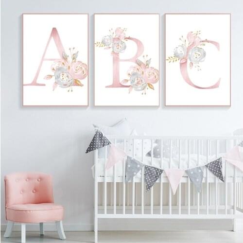 Personalized poster baby name custom diamond mosaic painting DIY rhinestone embroidery painting pink flower wall art picture for