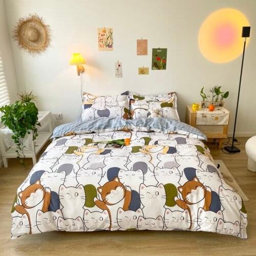 CartoonCat Pattern quilt cover 175x220 pillowcase 3Pcs, 220x240 quilt cover, oversized, bedding