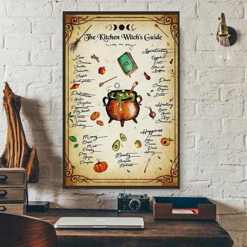 The Kitchen Witch Guide poster and Prints Decoration Canvas Wall Pictures Witches Magic Halloween Art Painting Gifts Home Decor