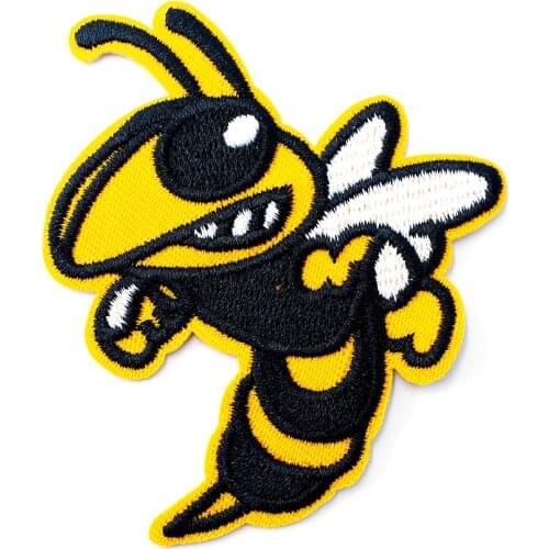 Honeybee Size:6.4x7.5cm Embroidered Patch for Clothing Iron on Sew Applique Cute Fabric Clothes Shoes Bags Decoration Patches