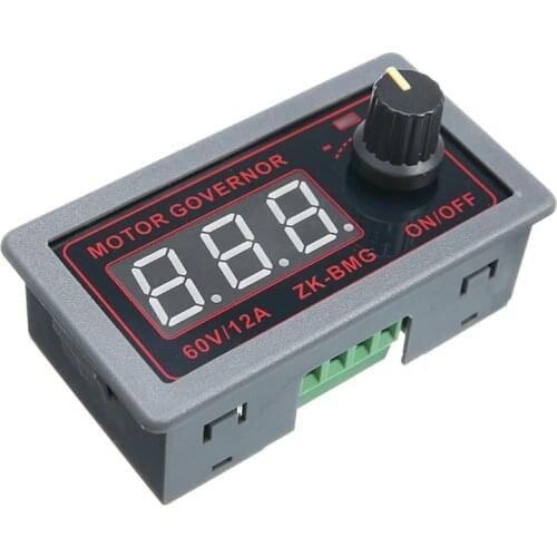 9-60V 12A DC Motor Control PWM Adjustable Speed Governor Controller Switch Digital Display Encoder Max Current 20A