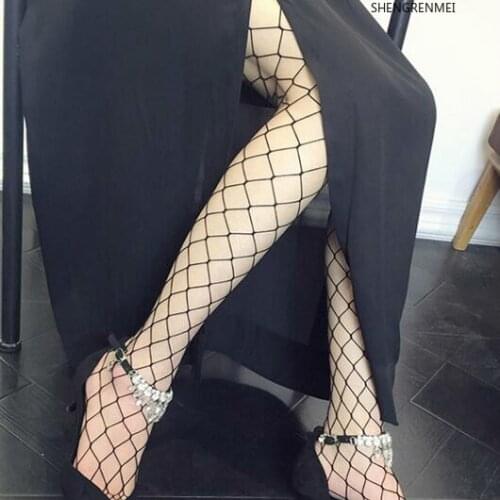 SHENGRENMEI Large Fishnet Tights for Women Sexy Lingerie Mesh Pantyhose Non-slip Stockings Exotic Hosiery Charming Pantyhose