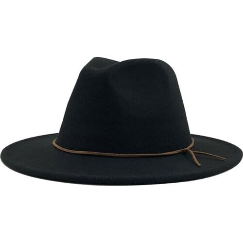 New Simple British Style Wool Felt Women Men Wide Brim Vintage Jazz Fedora Hat 18 Solid Color Trilby Party Formal Panama Cap