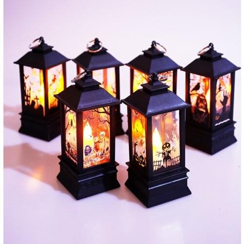 Halloween Lantern LED Wind Lights Pumpkin Witch Skull Electronic Candle Light Halloween Home Party Decoration Prop No Battery