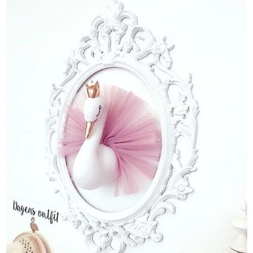 Home Decoration Plush Animal Head Swan Head For Baby Girls Room Decor Kids Bedroom Hangings Wall Decor Children Daughter Gifts