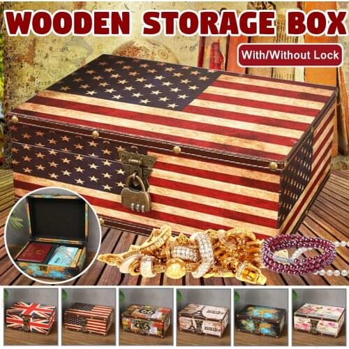 Vintage Treasure Box with Lock Vintage Wooden Storage Box Wardrobe Antique Style Jewelry Storage Box Jewelry Box