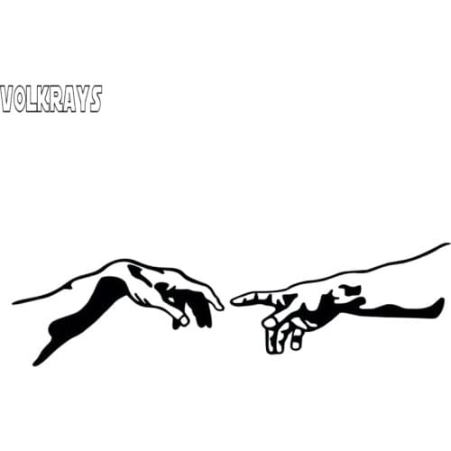 Volkrays Creative Car Sticker Hands Adam Creation Accessories Reflective Waterproof Vinyl Decal Black/Silver,3cm*15cm