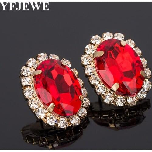 YFJEWE Multicolour Crystal Gem Austrian Oval Shape Ladies Sexy Super Large Stud Earring Valentines Day Earrings For Women E010
