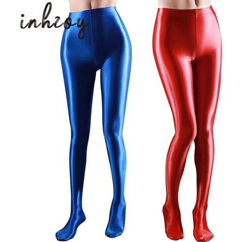 Womens Yoga Leggings Pants Glossy Pantyhose Ballet Dance Training Gymnastics Pole Dance Tights Trousers