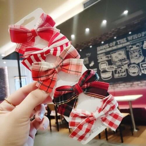 England Vintage New Plaid Bezel Hair Ties Headwear Women Girls Retro Bow Hair Bands For Students Bracelet Hair Accessories