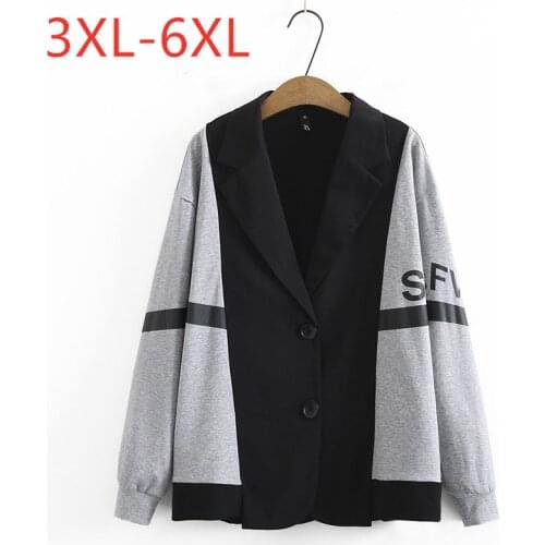 New 2021 Ladies Autumn Winter Plus Size Blazer For Women Large Loose Long Sleeve Black Button Blazers Coat 3XL 4XL 5XL 6XL