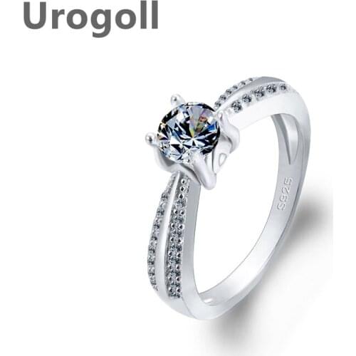 Fashion Luxury Pure 925 Sterling Silver Ring Girl Women Jewelry Rings Shining Cubic Zirconia Wedding Bridal Finger Rings