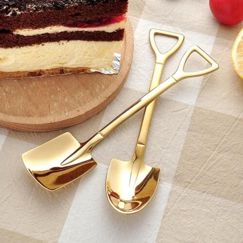 1pcs Stainless steel Shovel coffee spoon Set Scoop shovel Creative tea-spoon Ice Cream dessert spoon Birthday Gift Tableware